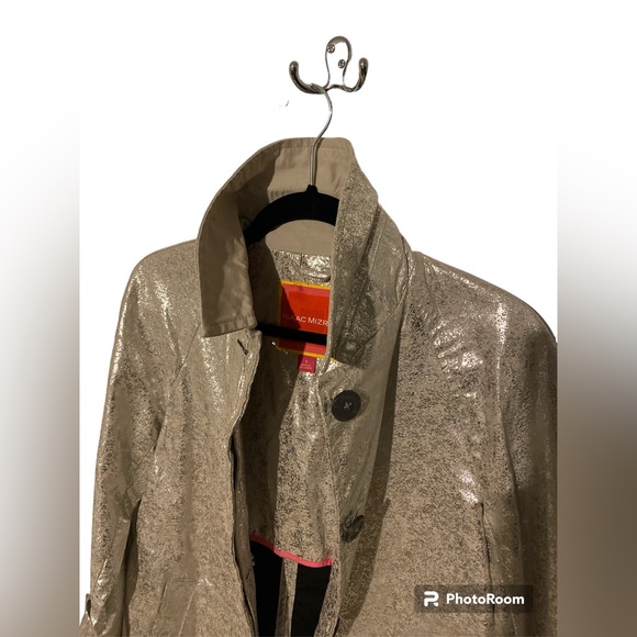 Isaac Mizrahi Silver Metallic Trench Coat - Size Small - Picture 6 of 15